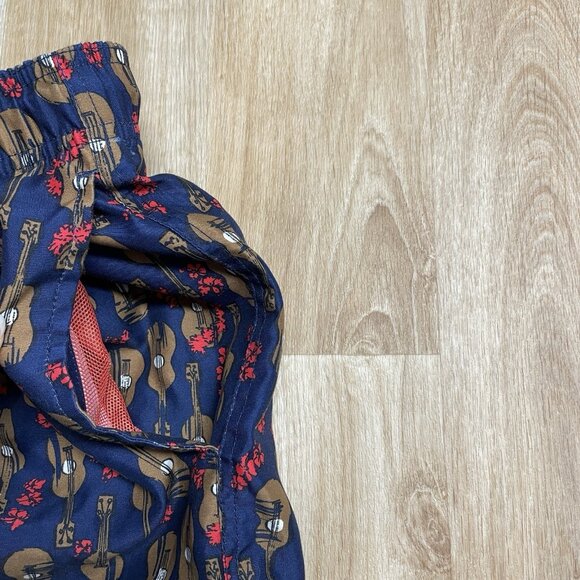 LANDS END SWIM TRUNKS UKELELE GUITAR PRINT SZ XXL 44-46 BEACH MUSIC SHORTS LINED - Picture 4 of 10